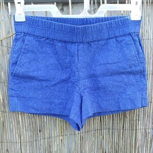 J. Crew Textured Blue Boardwalk Shorts - Elastic Waistband - 2